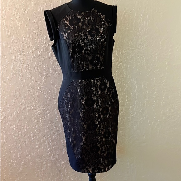 Adrianna Papell Dresses & Skirts - Adrianna Papell Blue Sheath‎ Dress Mock Neck Midi